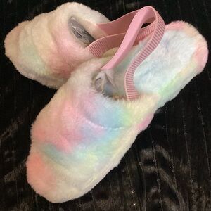 Pastel Multicolor Fuzzy Slippers 9 & 10